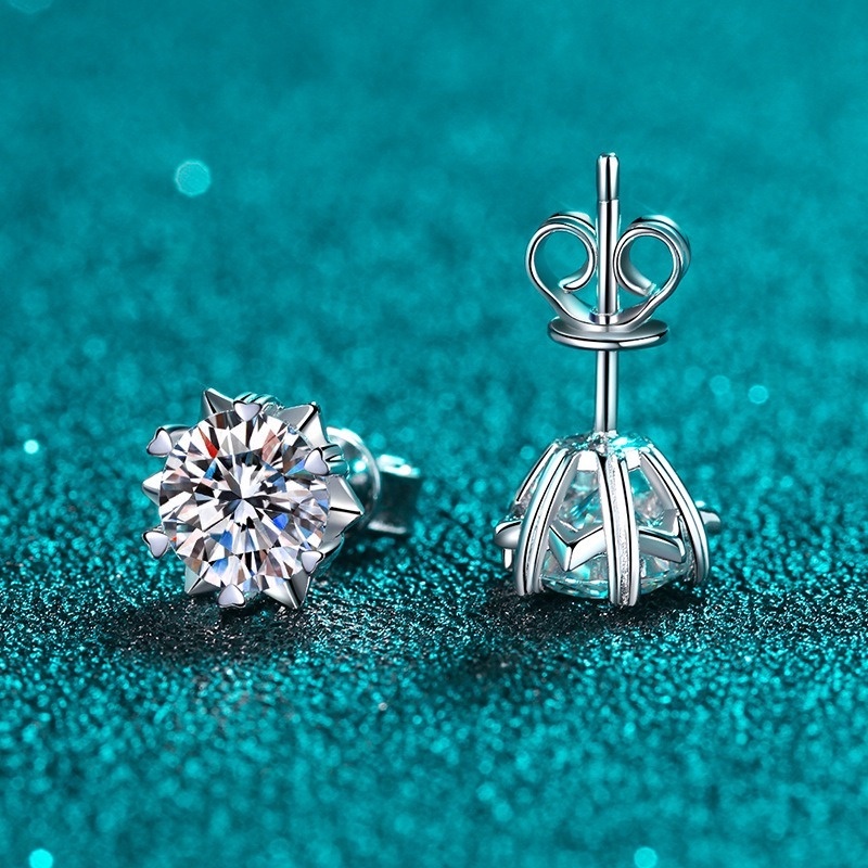 Thời Trang Bông Tai Đính Đá Giả Kim Cương 2 Karat Hình Bông Tuyết