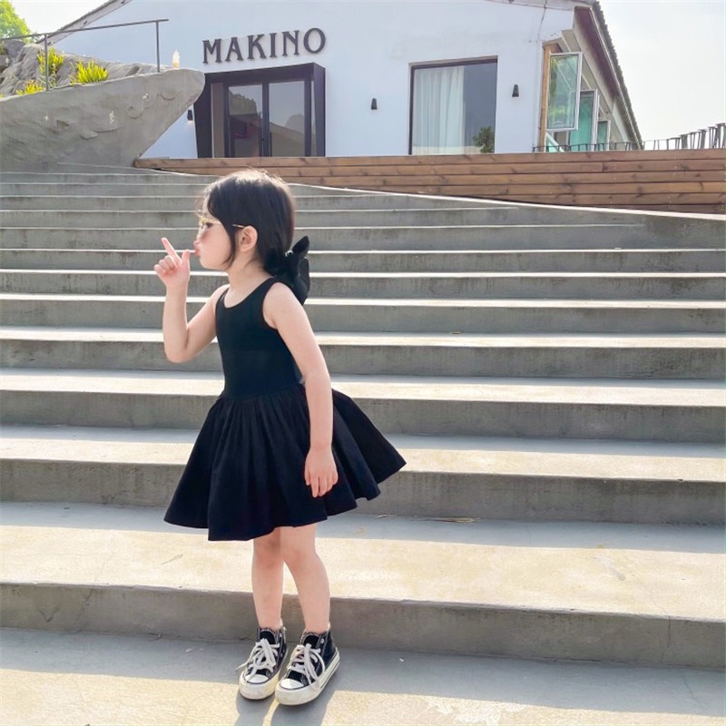 Thời Trang Bé Gái Hackless Đen Trẻ Em Váy Bkku