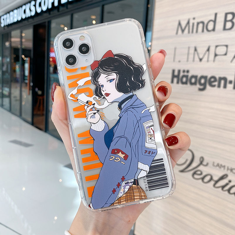 Ốp điện thoại mềm chống rơi trong suốt hình cô gái cho IPhone6 7 8 6plus 7plus 8 8plus X XS XR XSMAX 11 11Pro 11Promax | BigBuy360 - bigbuy360.vn