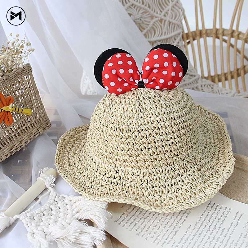 Nón Cối Phối Ruy Băng Chấm Bi Dễ Thương Cho Bé