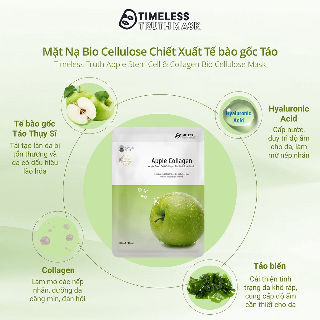 Mặt nạ Tế Bào Gốc Chống Lão Hoá Da Chiết Xuất Từ Táo Timeless Truth Mask - Apple Collagen (Hộp 3 miếng x 30ml)