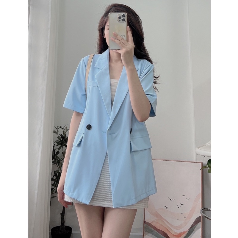 [Sẵn-Ảnh thật +Feedback] Áo blazer ngắn tay mùa hè phong cách Hàn Quốc | BigBuy360 - bigbuy360.vn