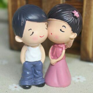 Mô hình nhà gỗ búp bê dollhouse DIY - Cặp búp bê tình nhân