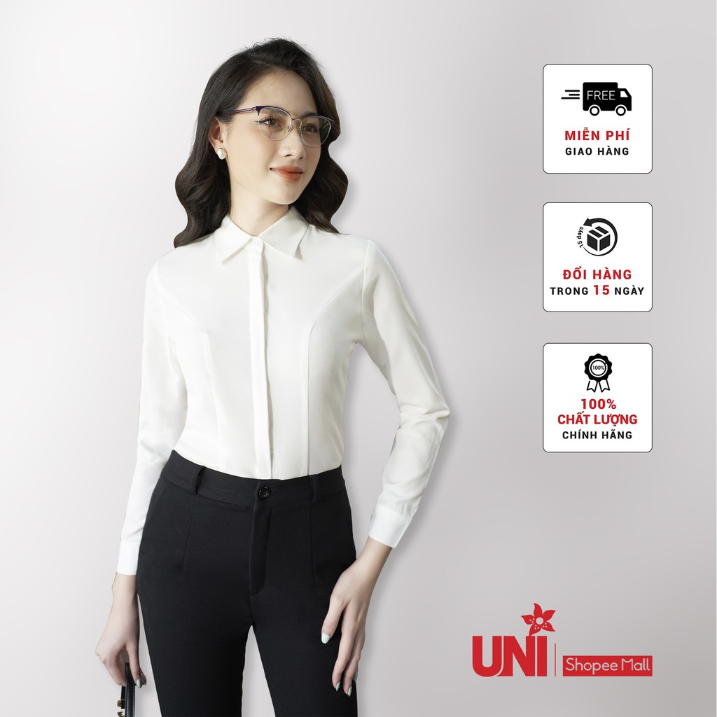Áo Sơ Mi Trắng Nữ UNIVTH Công Sở Dài Tay Ngắn Tay Co giãn 2A295 Uni Korean Fashion