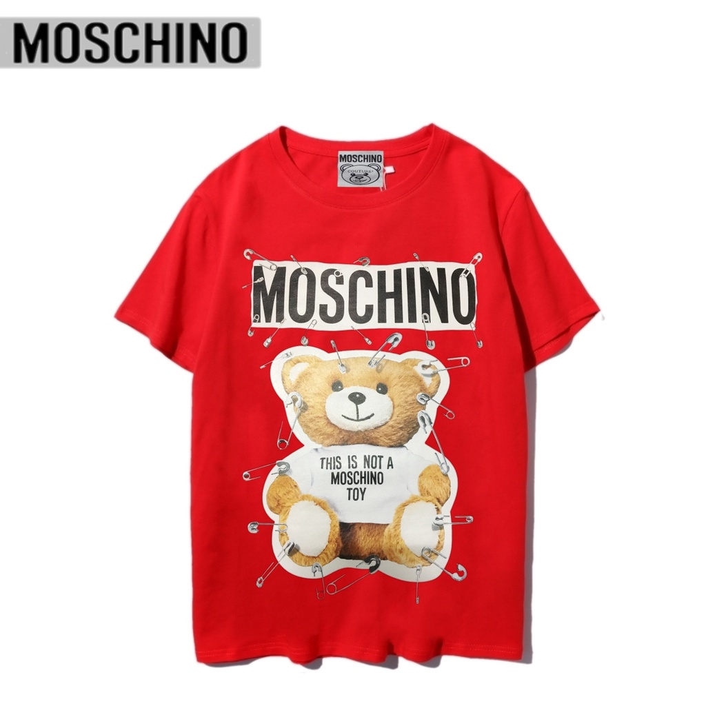 Áo Thun Tay Ngắn Cổ Tròn In Hình Gấu Moschino Dễ Thương