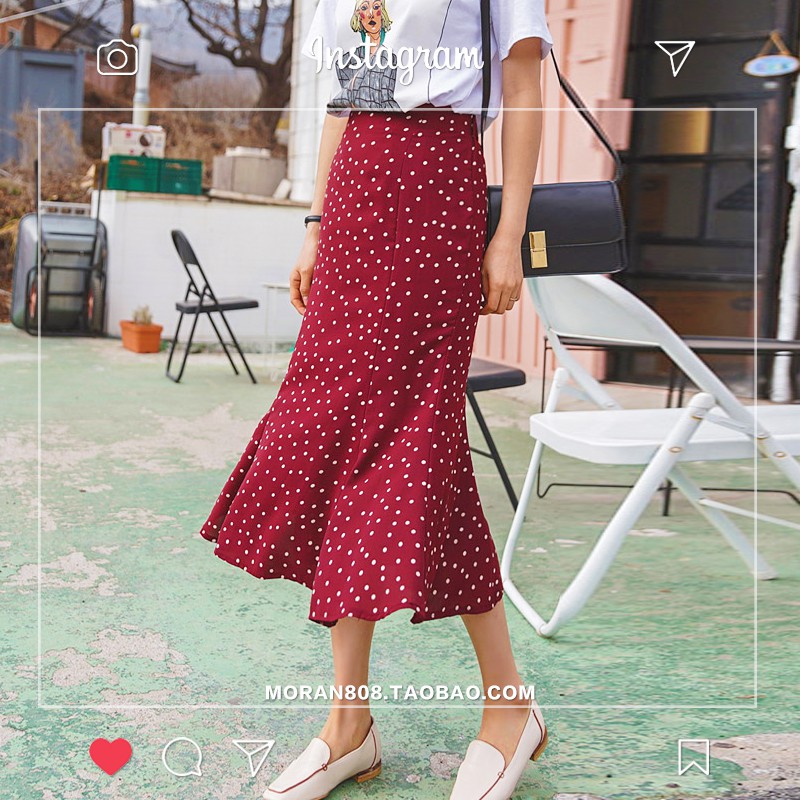 Chân váy MORAN dáng dài chấm bni đuôi cá dáng ôm bó (Order) | BigBuy360 - bigbuy360.vn