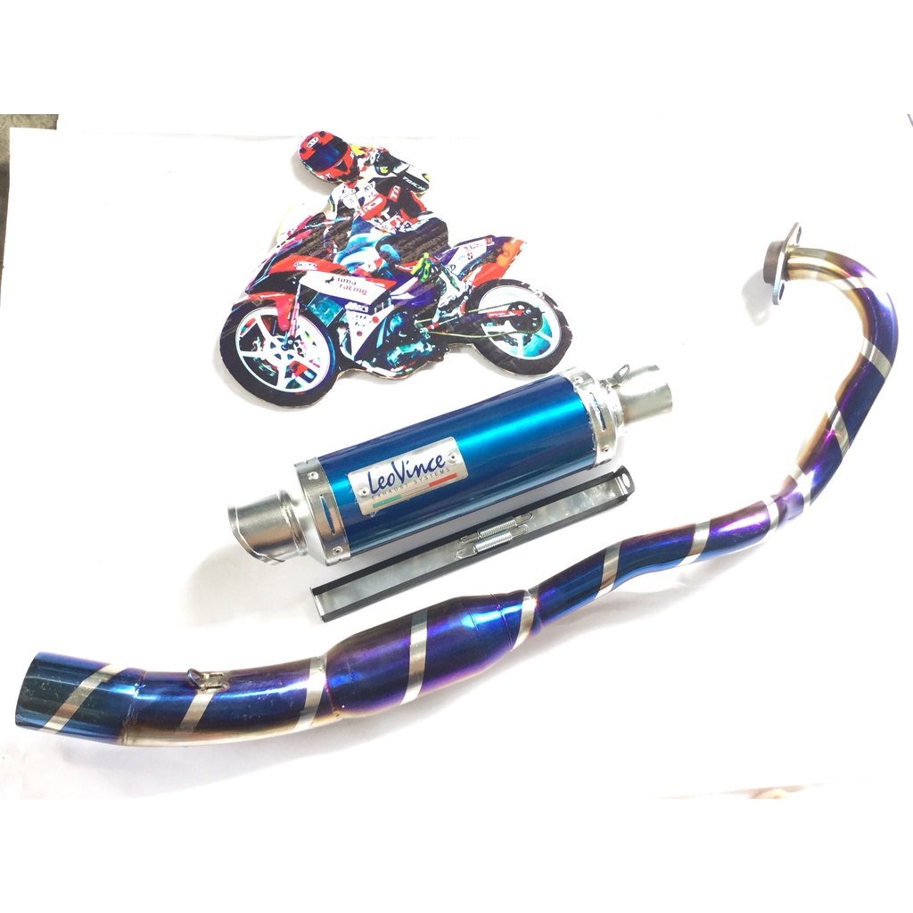Pô leovince XANH cả cổ bầu hơi titan exciter, winer, sonic, raider, satria, gsx, TFX,R15,...