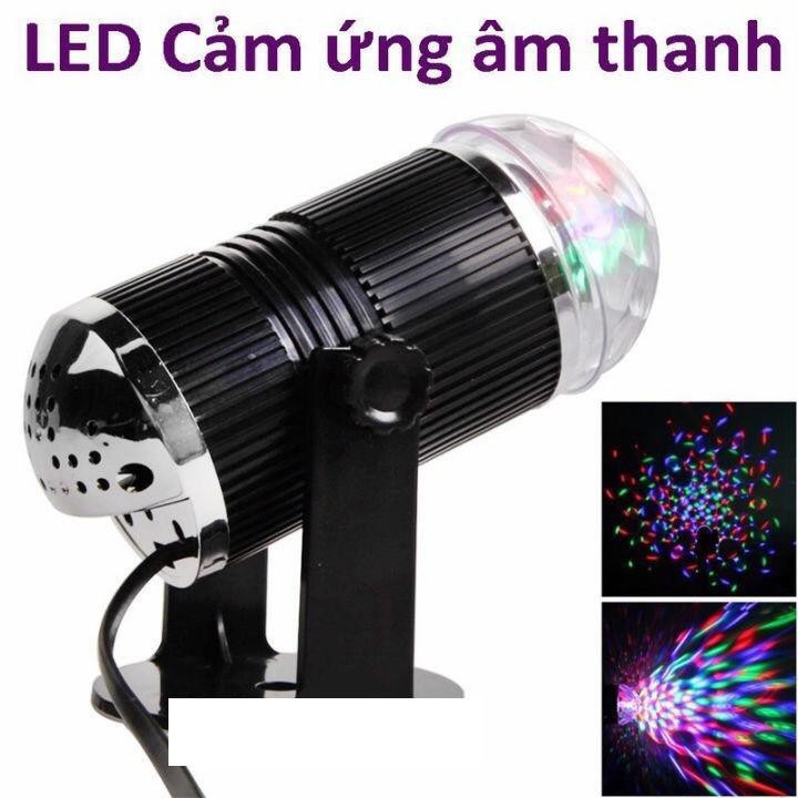 Đèn Led pha lê xoay 7 màu RGB Vũ Trường Hình Trụ Cảm Biến Theo Nhạc Nguồn 220V RHD-43