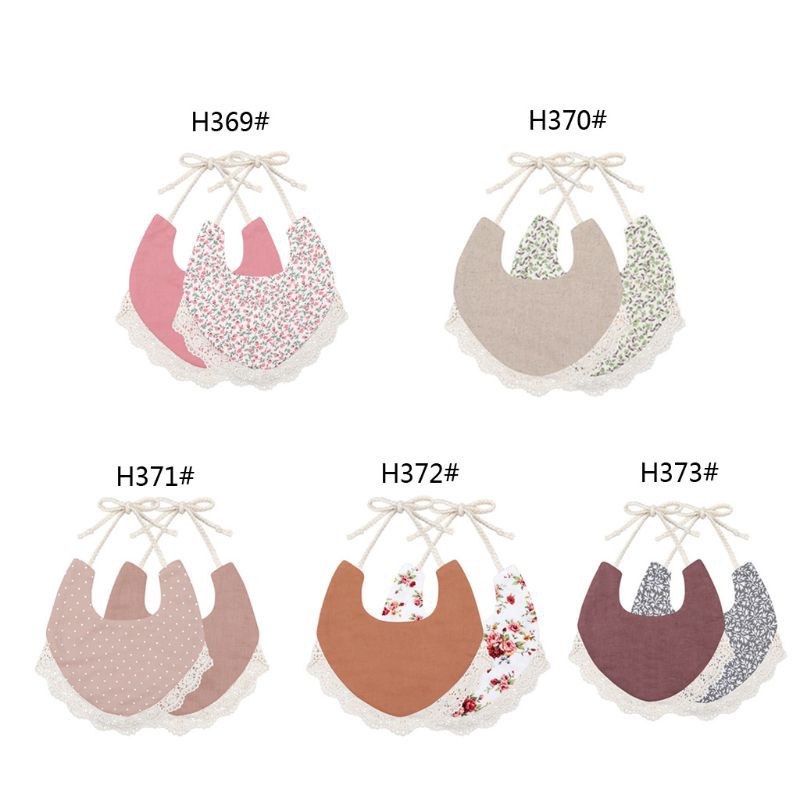 Yếm Ăn Cotton Hai Mặt In Họa Tiết Hoa Phong Cách Vintage Cho Bé Sơ Sinh