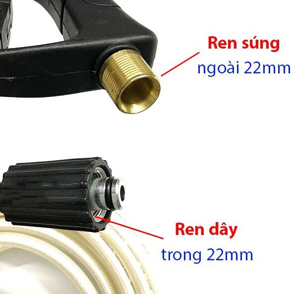Súng rửa xe, Súng rửa xe áp lực cao kèm 4 đầu phun từ 0°- 40°, Phụ kiện máy rửa xe