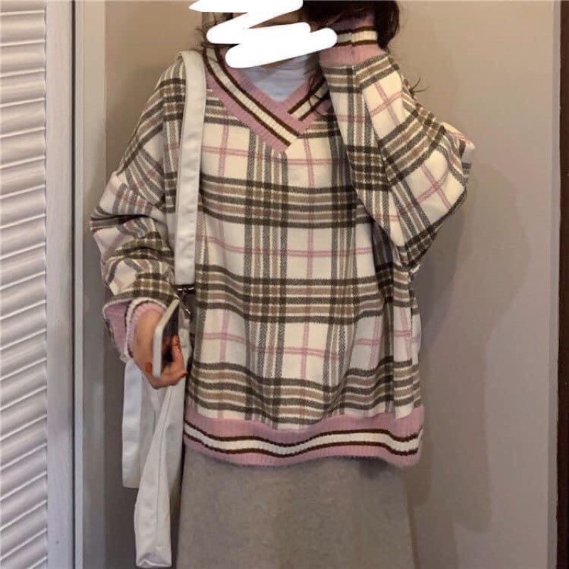 áo kẻ nỉ mix len siêu xinh | BigBuy360 - bigbuy360.vn