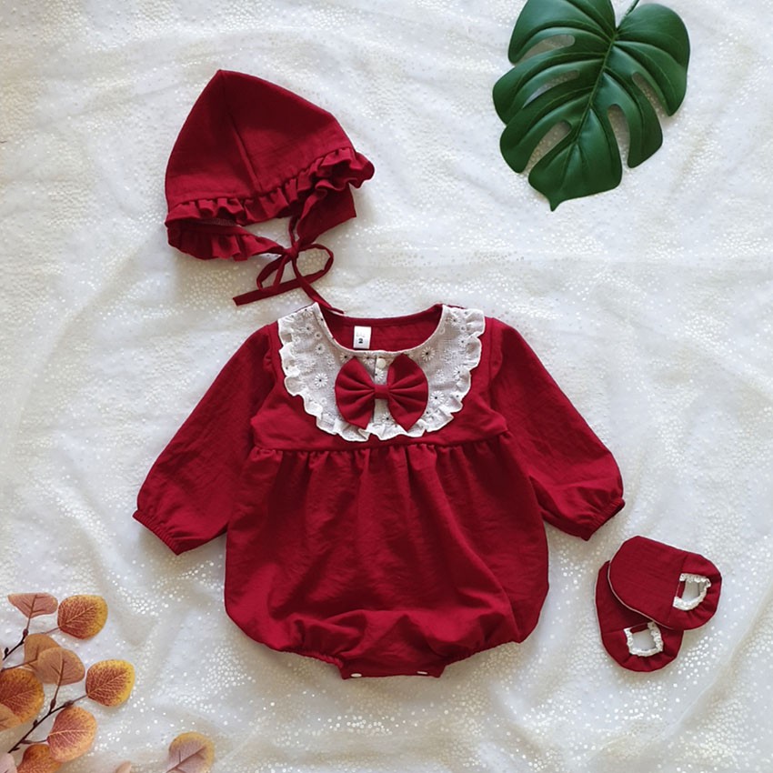 Quần áo trẻ em Body cho bé gái màu đỏ đô - Chất liệu siêu mềm mát và an toàn