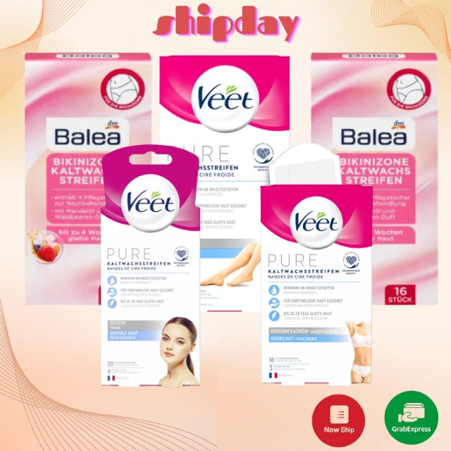 Miếng dán tẩy lông VEET dùng cho cơ thể /vùng kín /tay chân / Ria mép,VEET Wax trips body, Wax ria mép Balea-Hàng NộiĐức