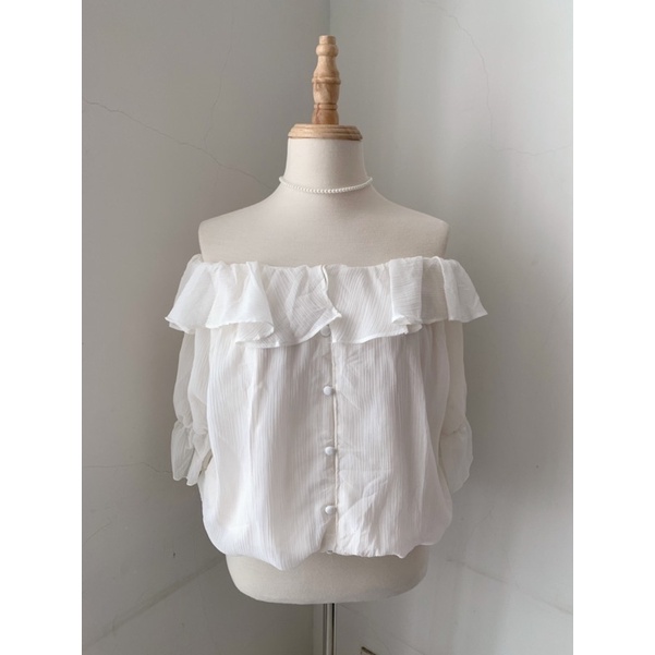 Min2handshop Áo bẹt vai thiết kế korea free size