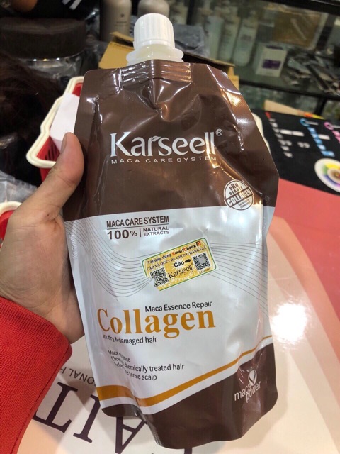 KARSEELL- Dầu Hấp Ủ Tóc Dưỡng Ẩm Phục Hồi Siêu Mềm Mượt Hương Nước Hoa Collagen Karseell 500ml + tặng mũ chụp xinh xắn | BigBuy360 - bigbuy360.vn