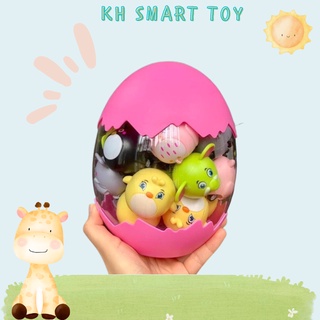 Set đồ chơi hình quả trứng 20 con vật chạy đà dây cót cho trẻ em, bé trai gái - KH Toy