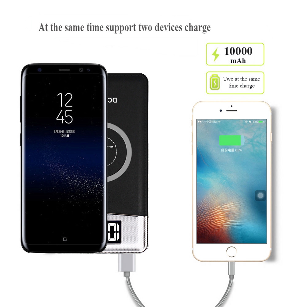 Sạc Dự Phòng KRECOO Không Dây Type C Có Đèn LED Cho Android/ iPhone 100% 50000mAh