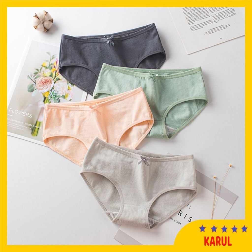 Quần chip thông hơi mỏng, quần lót nữ chất cotton cạp nhỏ có nơ kháng khuẩn