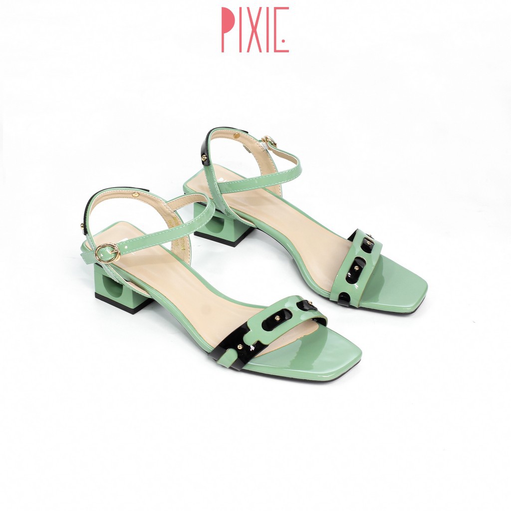 Giày Sandal Cao Gót 3cm Quai Phối Màu Pixie X531