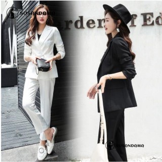 Set áo khoác Blazer + quần dài ống đứng thanh lịch cho nữ