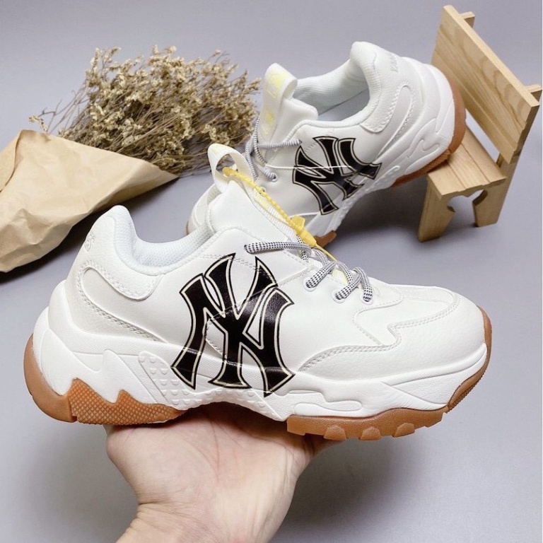 Giày Sneaker  𝗠𝗟𝗕 Tăng chiều cao 5cm - Logo Ny Đen Đế Nâu Logo In 3D sneaker siêu hot 2022