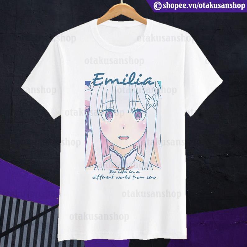 Áo thun anime Re:Zero Emilia Art ngắn tay