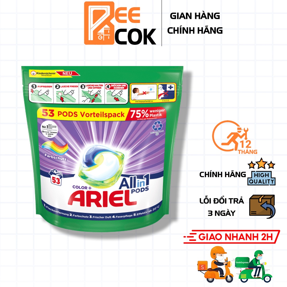 Viên giặt tổng hợp Ariel All in 1 - Gói 53 viên, hàng chính hãng