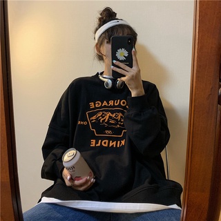 Áo sweater nữ form rộng hàn quốc COURAGE 2021, áo sweater nữ nỉ dài tay sọc ngang đen trắng
