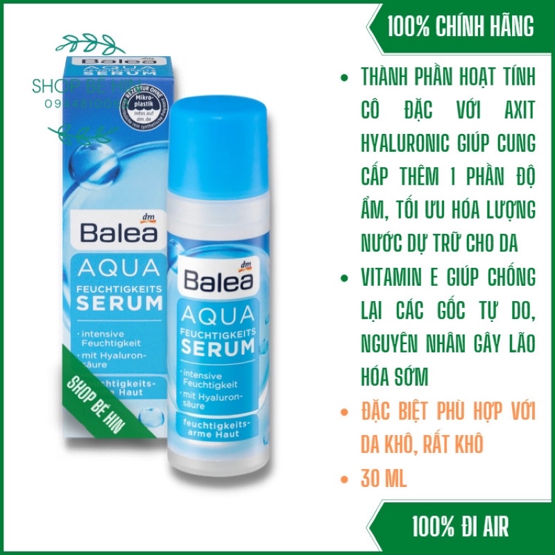 (Bill Đức) Serum dưỡng da Balea Q10 và Aqua, serum dưỡng ẩm, chống lão hoá, hàng Đức