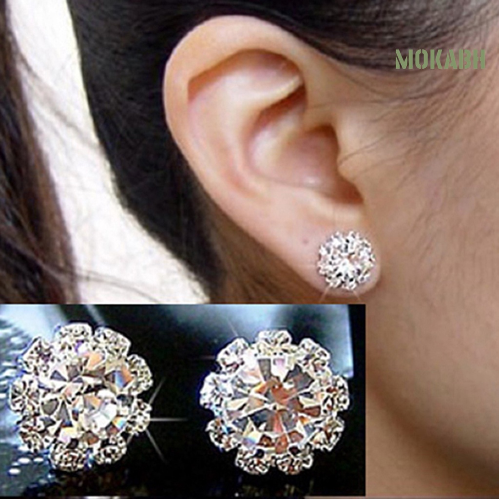 1 Đôi Bông Tai Hợp Kim Hình Hoa Đính Đá Trang Nhã Thời Trang Cho Nữ