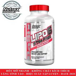 LIPO 6 Stim Free của Nutrex hỗ trợ giảm cân đốt mỡ suốt ngày cho GYMER 120 viên - Chính hãng BBT