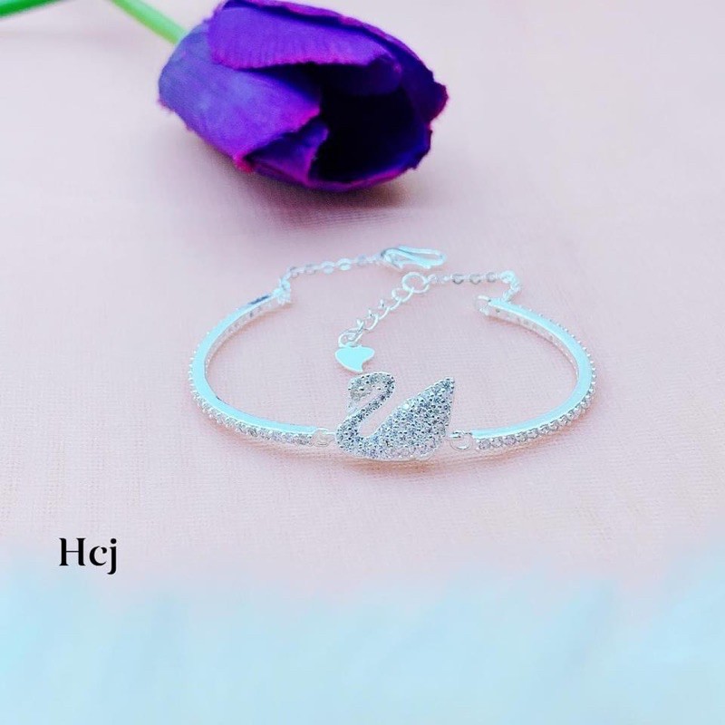 Lắc tay nưc thiên nga đính đã chuẩn bạc ta , sáng đẹp (ảnh thật)