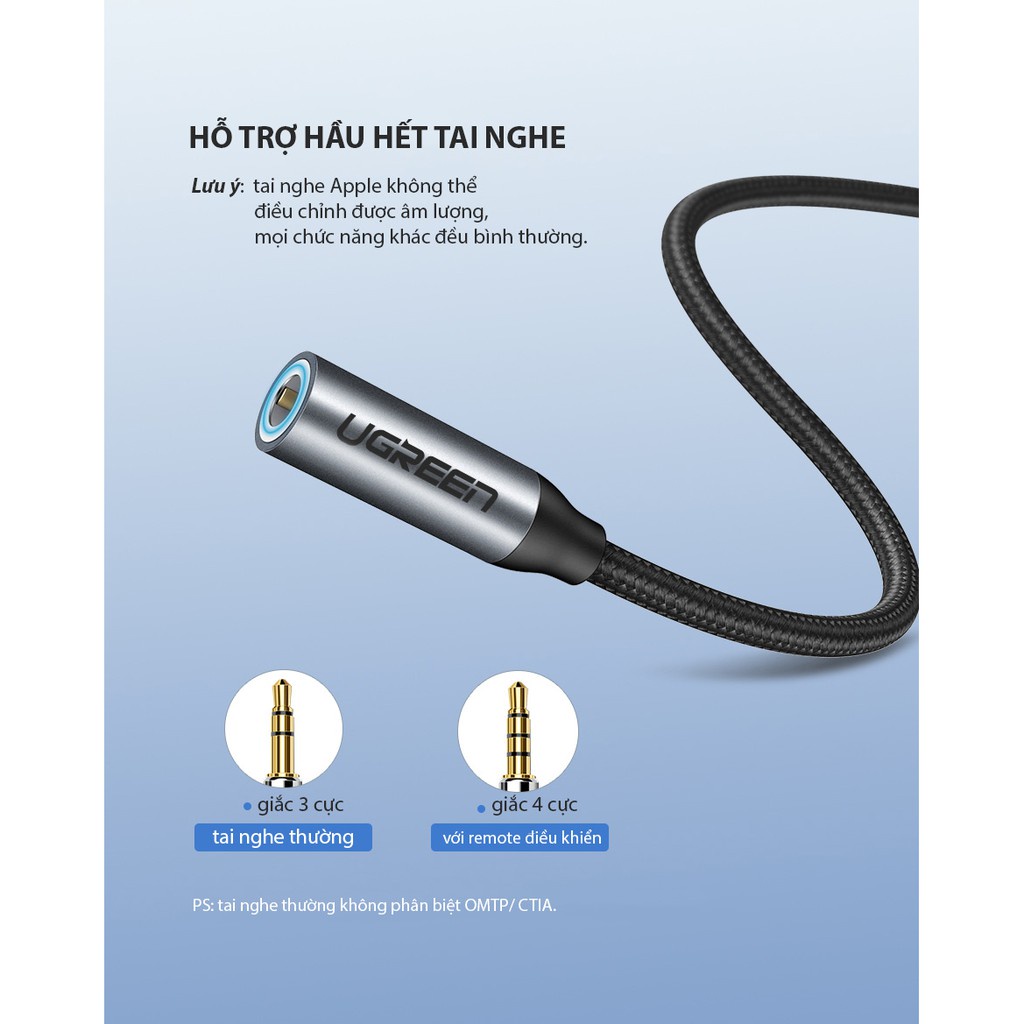Cáp chuyển đổi Type C sang 3.5mm UGREEN AV142|Không chip DAC | Thiết kế cáp hiện đại, nhỏ gọn | Bảo Hành 18 Tháng 1 Đổi1