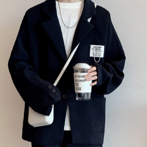 Áo khoác blazer Trắng Áo  Màu Trắng Kiểu Bánh Quế Phong Cách Đường Phố Hàn Quốc Thời Trang Cao Cấp Cho Nam Bộ đồ