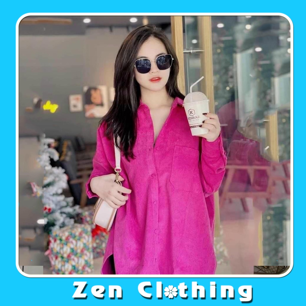 Áo sơ mi nữ form rộng hồng sen áo sơ mi nữ form thụng Zen Clothing Zen050 | BigBuy360 - bigbuy360.vn