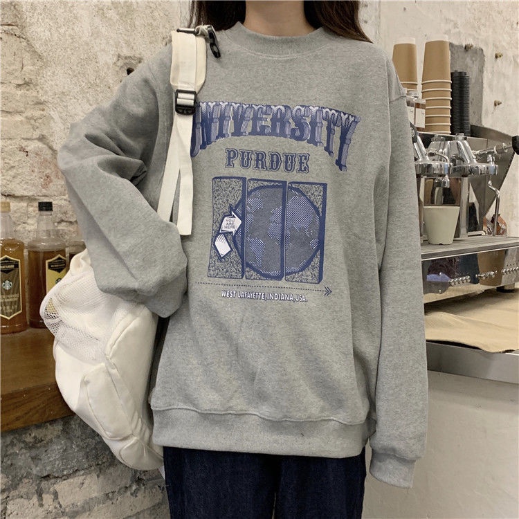 Áo Sweater Bằng Cotton Dài Tay Thiết Kế Dáng Rộng Phong Cách Harajuku Hàn Quốc Cho Nữ | BigBuy360 - bigbuy360.vn