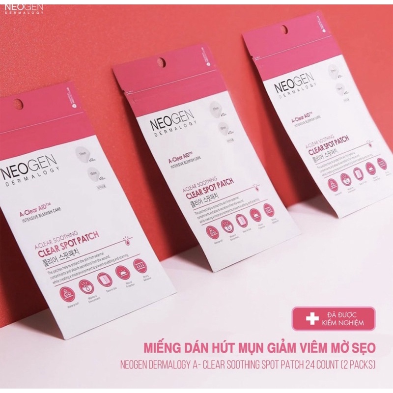 Miếng Dán Hút Mụn Giảm Viêm Ngừa Sẹo Neogen Dermalogy A-Clear Soothing Spot Patch 24 Miếng