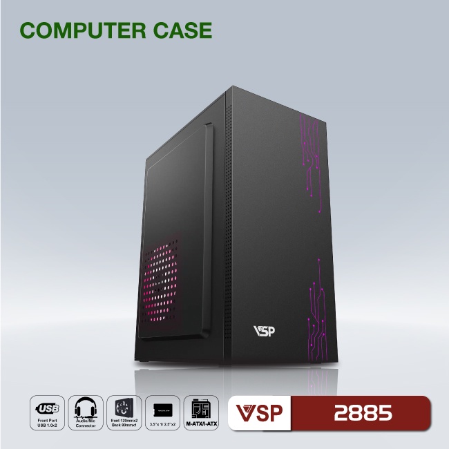 Vỏ máy tính Case VSP 2885  Không FAN Chính hãng phân phối