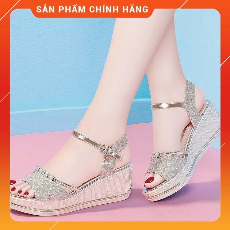 Dép cao gót nữ đế xuồng ⚡️ FREESHIP ⚡️ dép nữ thời trang,đế cao 5p,đính nhũ sang trọng