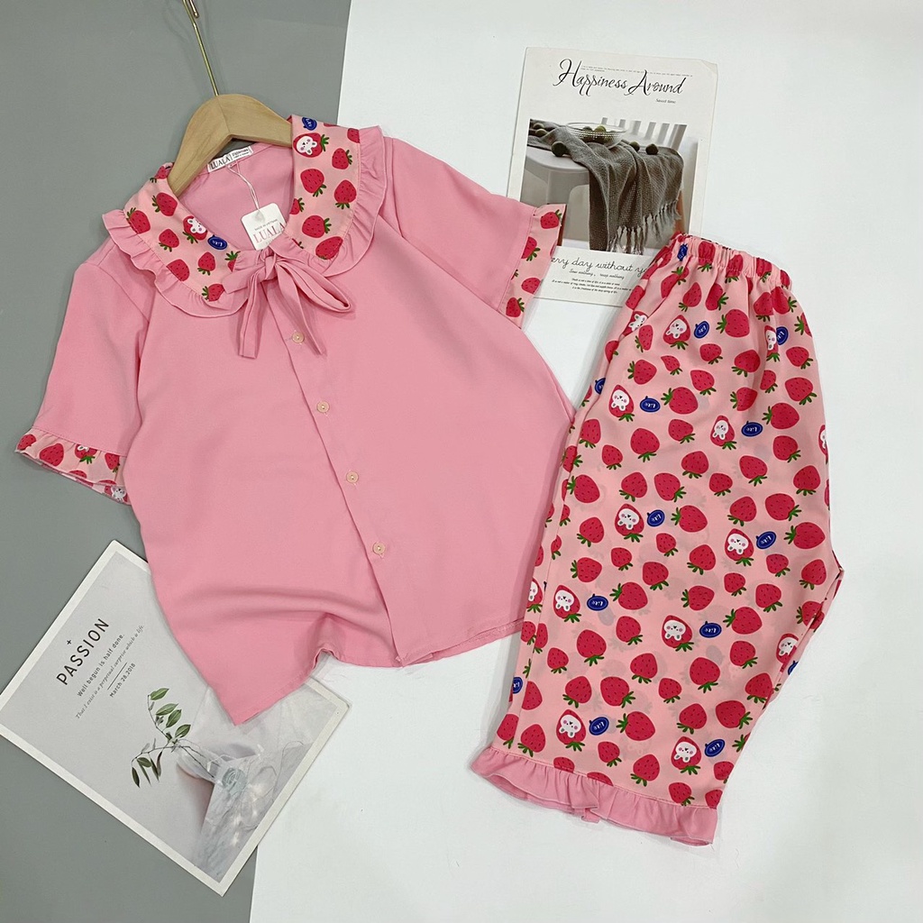 Đồ bộ pijama lửng chất lụa satin size M,L,XL