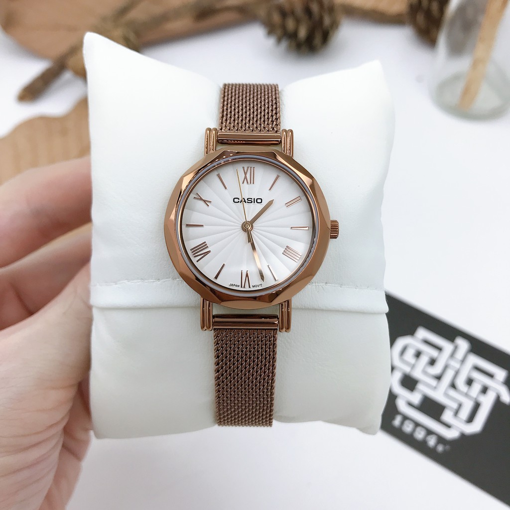 Đồng hồ nữ Casio LTP-E411 / LTP-E411MR-7A dây thép, chống nước 50m, size 30mm, hàng chính hãng