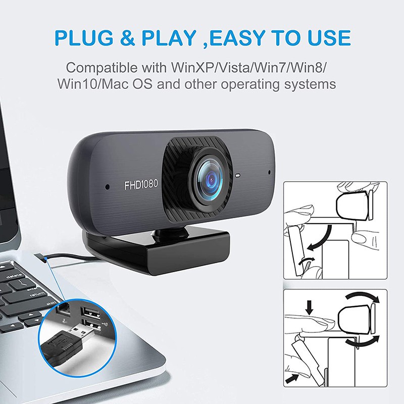 Webcam Full Hd 1080p Kèm Micro Và Phích Cắm Usb 2.0 Cho Máy Tính | BigBuy360 - bigbuy360.vn