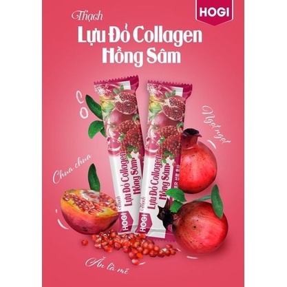 Thạch lựu đỏ Collagen hồng sâm Hogi (Hộp 10 gói x 25g) - Thạch giảm cân, đẹp da, tiêu hóa tốt