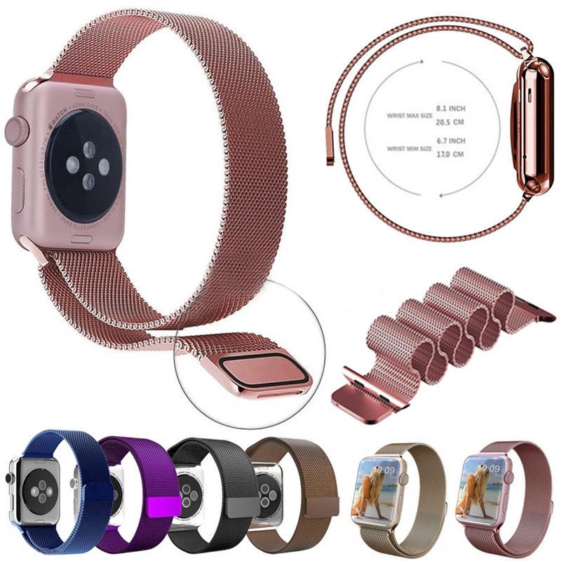 Dây đeo inox Milanese thích hợp cho đồng hồ thông minh Apple Watch Series 7 6 se 5 4 3 2 1