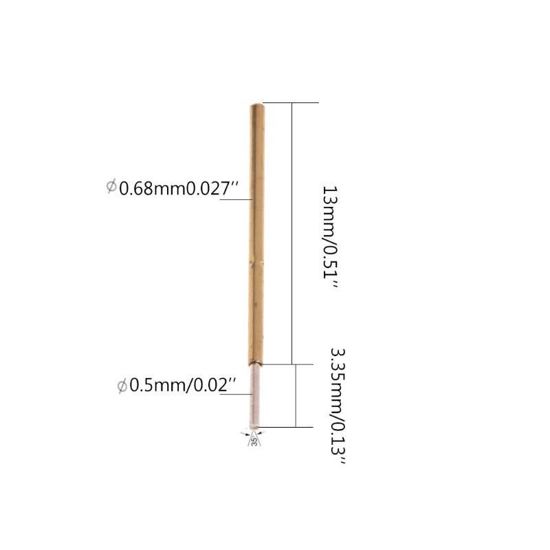 SEL♥100 Pcs Spring Test Probe Pogo Pin P50-Q1 Dia 0.68mm Length 16mm Gold