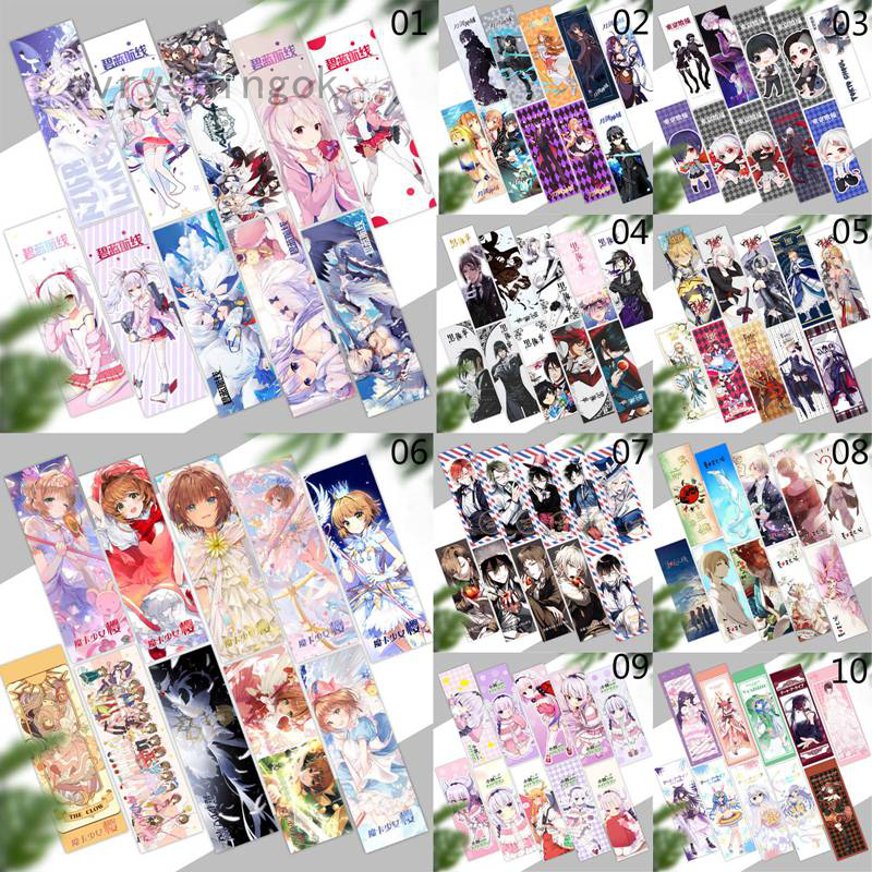 Bộ 10 Thẻ Đánh Dấu Sách Hình Nhân Vật Anime