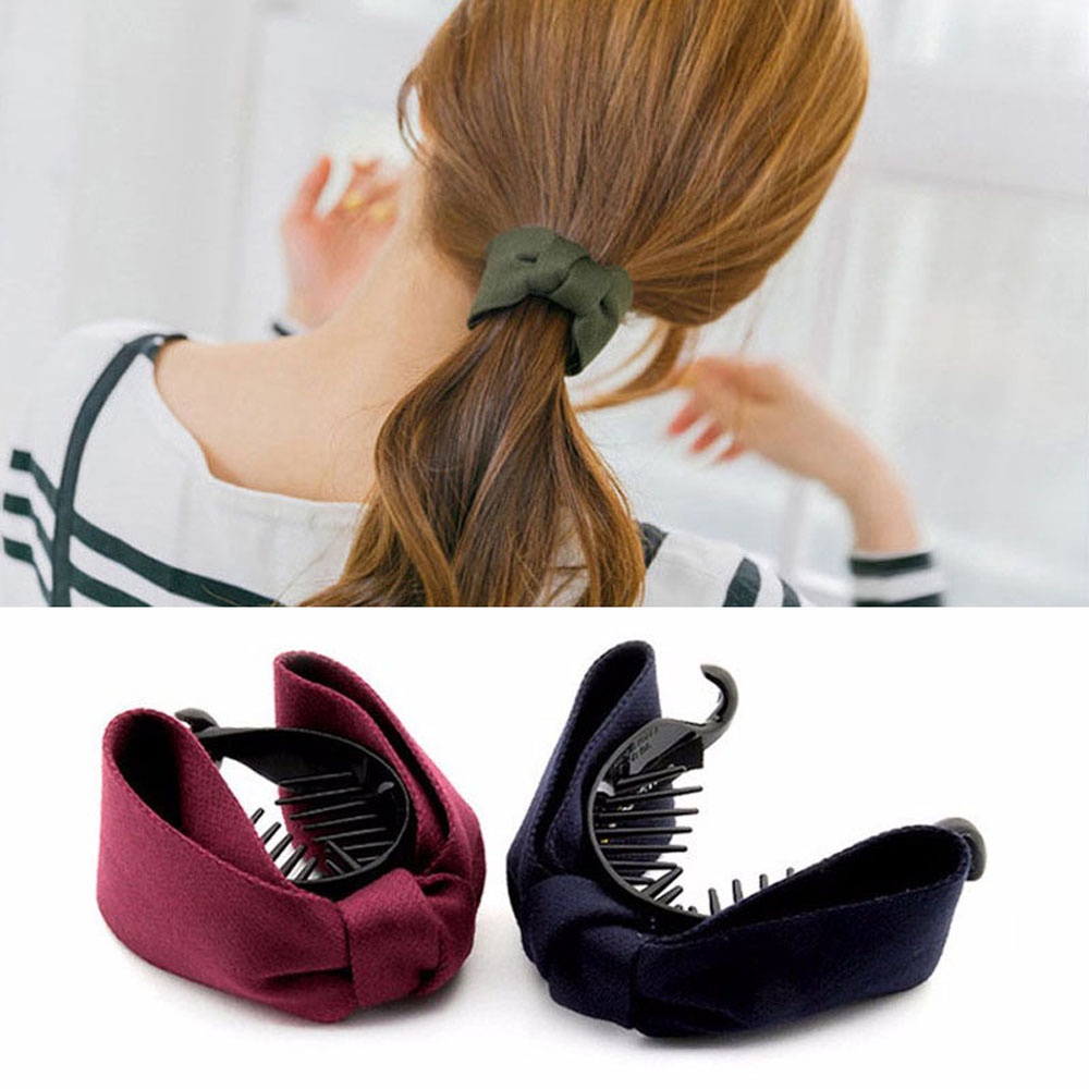 Kẹp tóc nơ vải hình cung nhiều màu sắc xinh xắn thời trang cho nữ