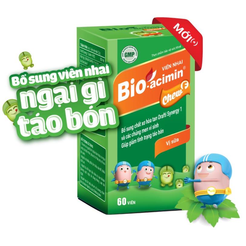 Viên nhai Bio-acimin ChewF – Hỗ trợ cân bằng hệ vi sinh đường ruột (Hộp 60 viên)