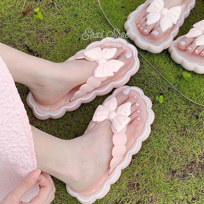 【hất lượng cao】Dép Nữ Đế Mềm Đính Nơ Thời Trang Xinh Xắn