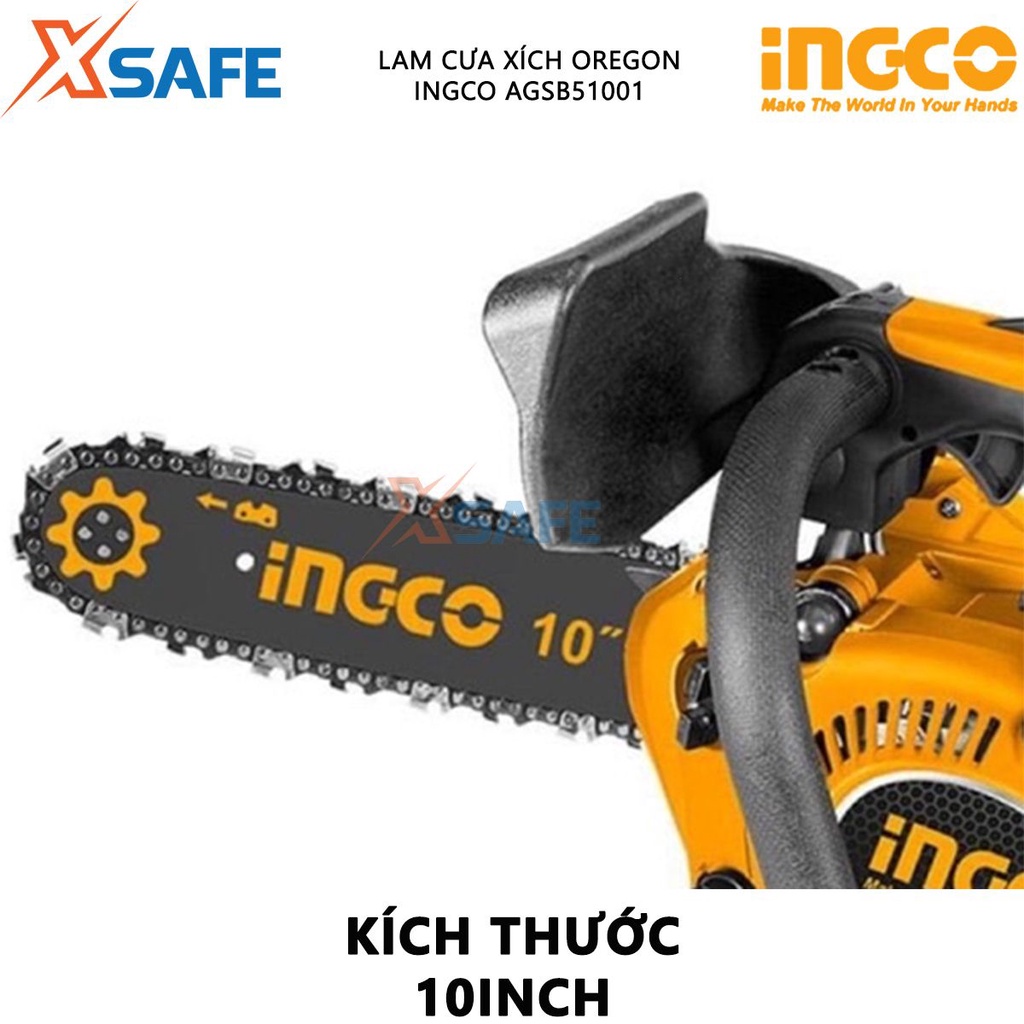 Lam cưa xích INGCO AGSB51001 Lam máy cưa 10&quot;, phù hợp cho máy cưa xích xăng GCS5261011 - Chính hãng